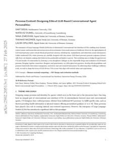 Personas Evolved: Designing Ethical LLM-Based Conversational Agent Personalities