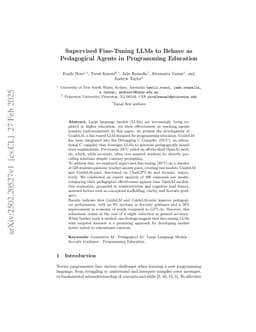 Supervised Fine-Tuning LLMs to Behave as Pedagogical Agents in Programming Education