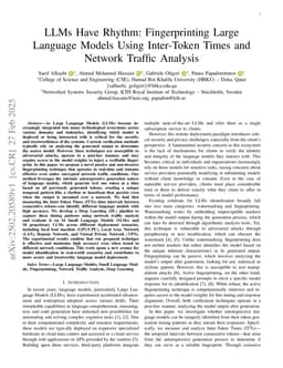 LLMs Have Rhythm: Fingerprinting Large Language Models Using Inter-Token Times and Network Traffic Analysis