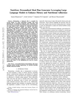 NutriGen: Personalized Meal Plan Generator Leveraging Large Language Models to Enhance Dietary and Nutritional Adherence