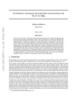 Automatic database description generation for Text-to-SQL