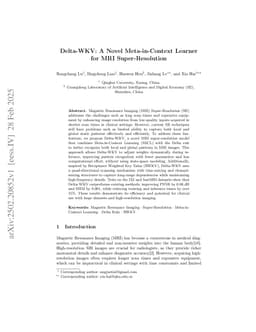 Delta-WKV: A Novel Meta-in-Context Learner for MRI Super-Resolution