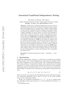 Amortized Conditional Independence Testing