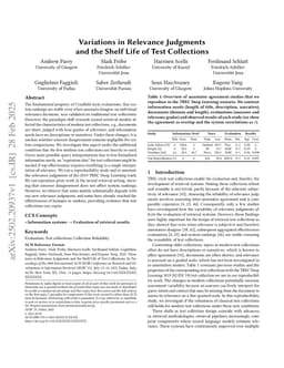 Variations in Relevance Judgments and the Shelf Life of Test Collections