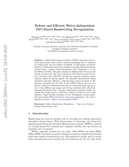Robust and Efficient Writer-Independent IMU-Based Handwriting Recognization