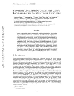 Capability Localization: Capabilities Can be Localized rather than Individual Knowledge