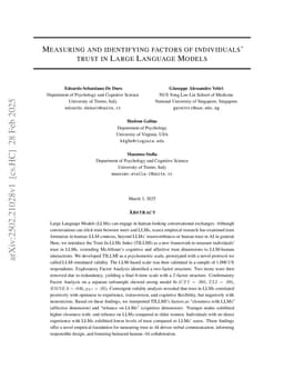 Measuring and identifying factors of individuals' trust in Large Language Models