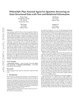 PASemiQA: Plan-Assisted Agent for Question Answering on Semi-Structured Data with Text and Relational Information