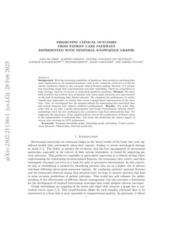 Predicting clinical outcomes from patient care pathways represented with temporal knowledge graphs