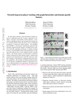Towards long-term player tracking with graph hierarchies and domain-specific features