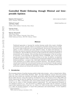 Controlled Model Debiasing through Minimal and Interpretable Updates