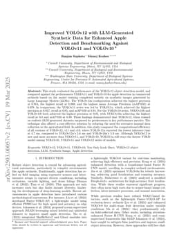 Improved YOLOv12 with LLM-Generated Synthetic Data for Enhanced Apple Detection and Benchmarking Against YOLOv11 and YOLOv10