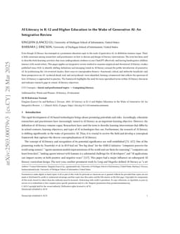 AI Literacy in K-12 and Higher Education in the Wake of Generative AI: An Integrative Review