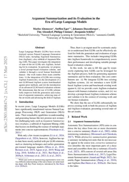 Argument Summarization and its Evaluation in the Era of Large Language Models