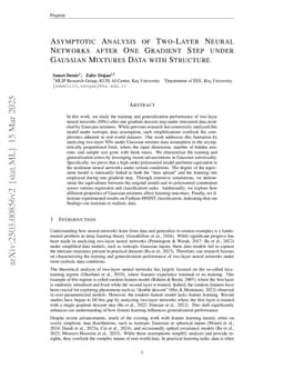 Asymptotic Analysis of Two-Layer Neural Networks after One Gradient Step under Gaussian Mixtures Data with Structure