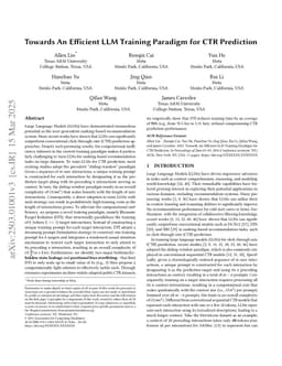 Towards An Efficient LLM Training Paradigm for CTR Prediction