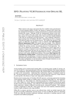 SFO: Piloting VLM Feedback for Offline RL