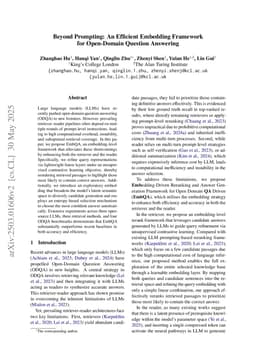 Beyond Prompting: An Efficient Embedding Framework for Open-Domain Question Answering