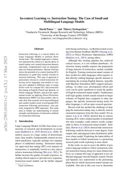 In-context Learning vs. Instruction Tuning: The Case of Small and Multilingual Language Models