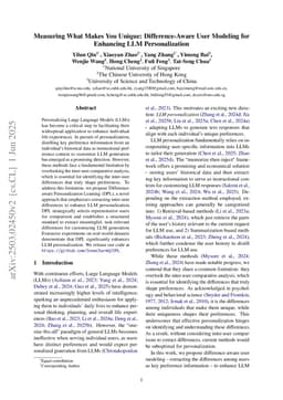 Measuring What Makes You Unique: Difference-Aware User Modeling for Enhancing LLM Personalization