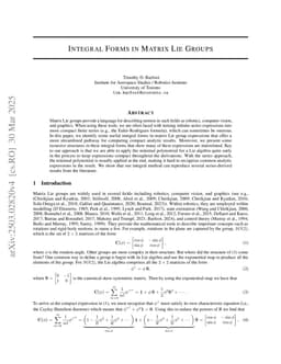 Integral Forms in Matrix Lie Groups