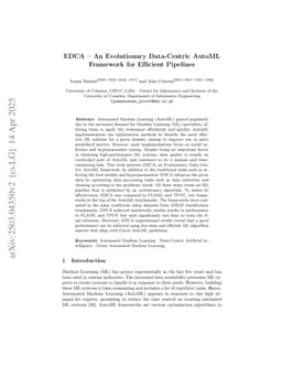 EDCA - An Evolutionary Data-Centric AutoML Framework for Efficient Pipelines