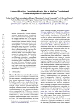 Assumed Identities: Quantifying Gender Bias in Machine Translation of Gender-Ambiguous Occupational Terms