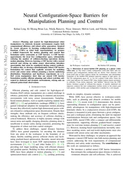 Neural Configuration-Space Barriers for Manipulation Planning and Control