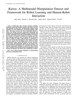 Kaiwu: A Multimodal Manipulation Dataset and Framework for Robot Learning and Human-Robot Interaction