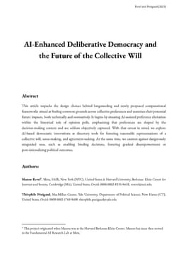 AI-Enhanced Deliberative Democracy and the Future of the Collective Will