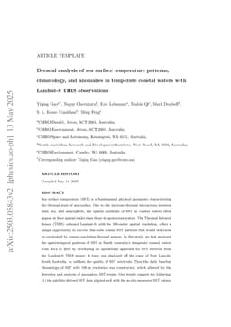 Decadal analysis of sea surface temperature patterns, climatology, and anomalies in temperate coastal waters with Landsat-8 TIRS observations
