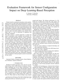 Evaluation Framework for Sensor Configuration Impact on Deep Learning-Based Perception