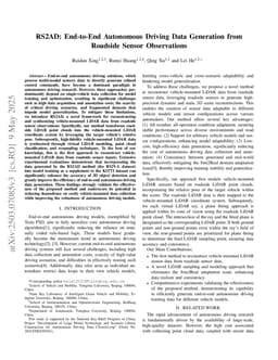 RS2AD: End-to-End Autonomous Driving Data Generation from Roadside Sensor Observations