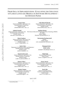 From Idea to Implementation: Evaluating the Influence of Large Language Models in Software Development -- An Opinion Paper