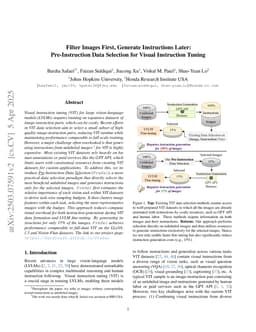Filter Images First, Generate Instructions Later: Pre-Instruction Data Selection for Visual Instruction Tuning