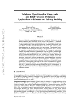 Sublinear Algorithms for Wasserstein and Total Variation Distances: Applications to Fairness and Privacy Auditing