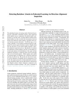 Detecting Backdoor Attacks in Federated Learning via Direction Alignment Inspection