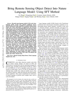 Bring Remote Sensing Object Detect Into Nature Language Model: Using SFT Method