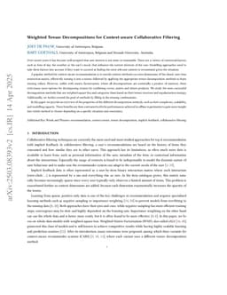Weighted Tensor Decompositions for Context-aware Collaborative Filtering