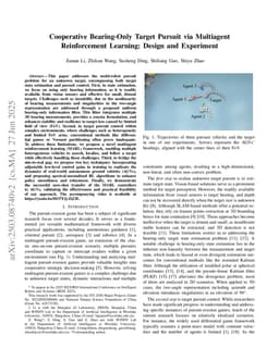 Cooperative Bearing-Only Target Pursuit via Multiagent Reinforcement Learning: Design and Experiment