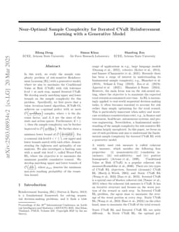Near-Optimal Sample Complexity for Iterated CVaR Reinforcement Learning with a Generative Model