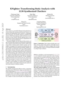 KNighter: Transforming Static Analysis with LLM-Synthesized Checkers