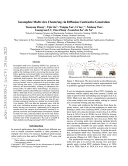 Incomplete Multi-view Clustering via Diffusion Contrastive Generation