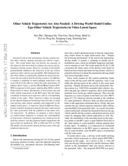 Other Vehicle Trajectories Are Also Needed: A Driving World Model Unifies Ego-Other Vehicle Trajectories in Video Latent Space