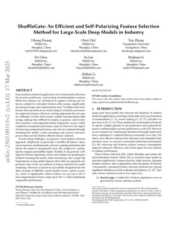 ShuffleGate: An Efficient and Self-Polarizing Feature Selection Method for Large-Scale Deep Models in Industry