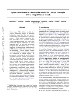 Sparse Autoencoder as a Zero-Shot Classifier for Concept Erasing in Text-to-Image Diffusion Models