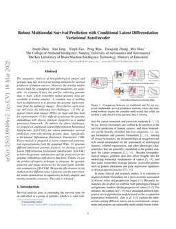 Robust Multimodal Survival Prediction with the Latent Differentiation Conditional Variational AutoEncoder