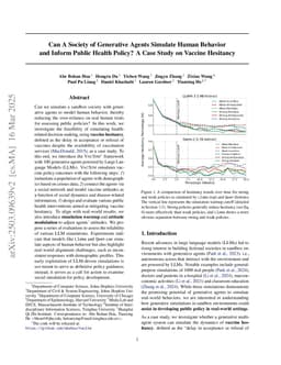 Can A Society of Generative Agents Simulate Human Behavior and Inform Public Health Policy? A Case Study on Vaccine Hesitancy