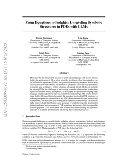 From Equations to Insights: Unraveling Symbolic Structures in PDEs with LLMs