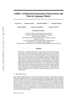 ASIDE: Architectural Separation of Instructions and Data in Language Models